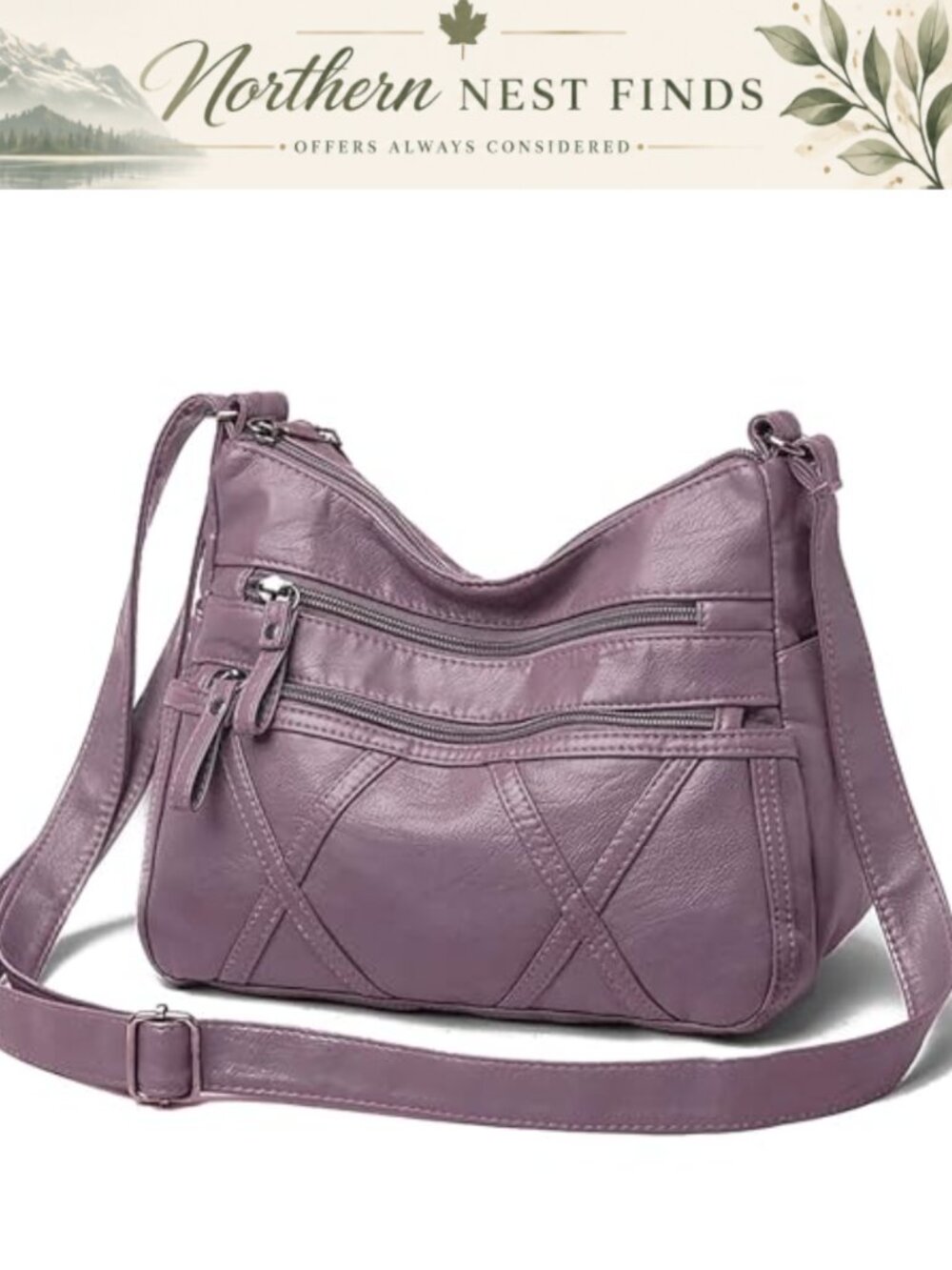 Washed PU Leather Crossbody Bag Small Lightweight Shoulder Purse